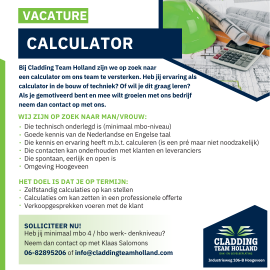 Cladding Team Holland - vacature - Calculator